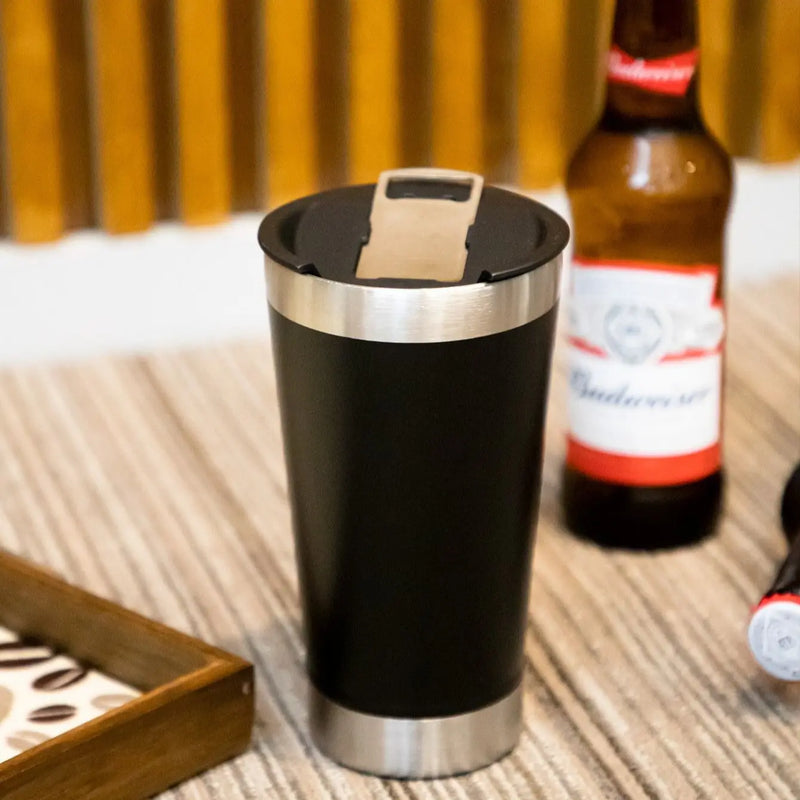 Copo Térmico Inox com Tampa e Abridor para Quente e Gelado