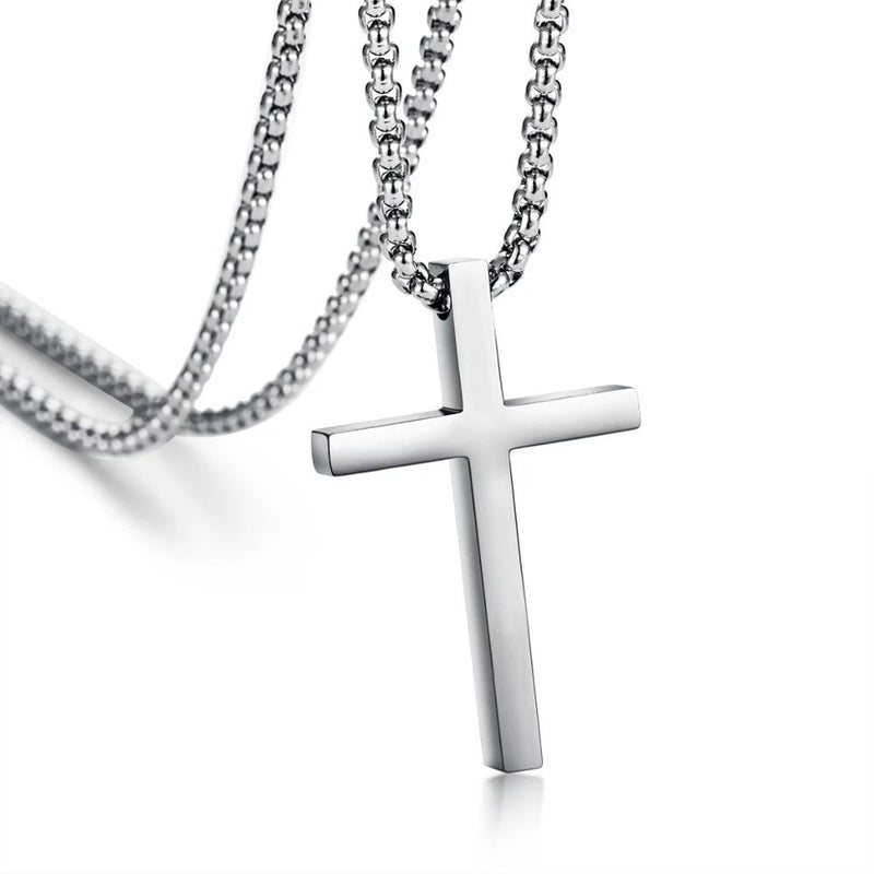 Colar Crucifixo Minimalista Aço Inoxidável