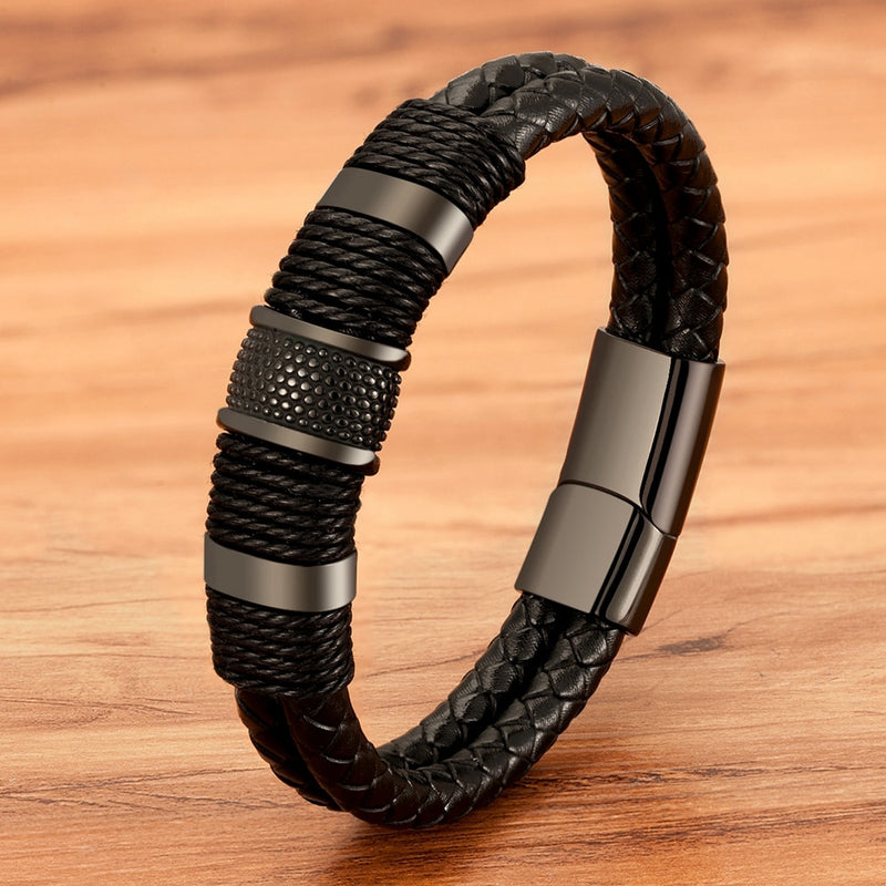 Pulseira de Couro Trançada Masculina