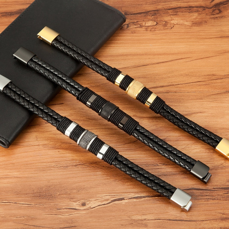 Pulseira de Couro Trançada Masculina
