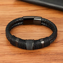 Pulseira de Couro Trançada Masculina