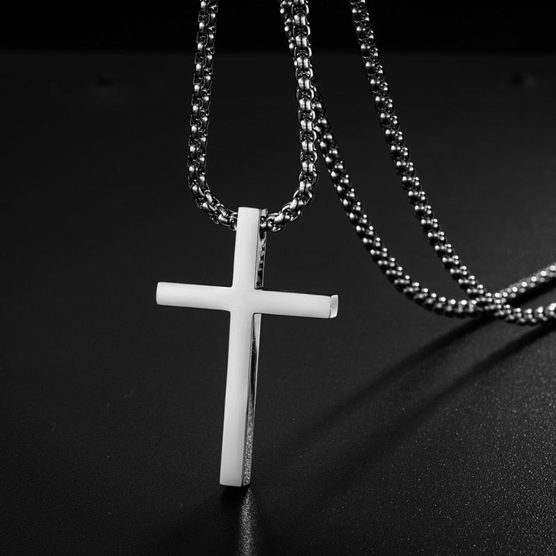 Colar Crucifixo Minimalista Aço Inoxidável