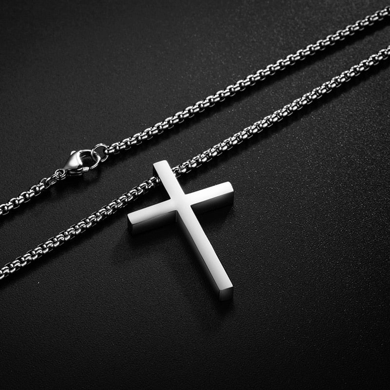 Colar Crucifixo Minimalista Aço Inoxidável