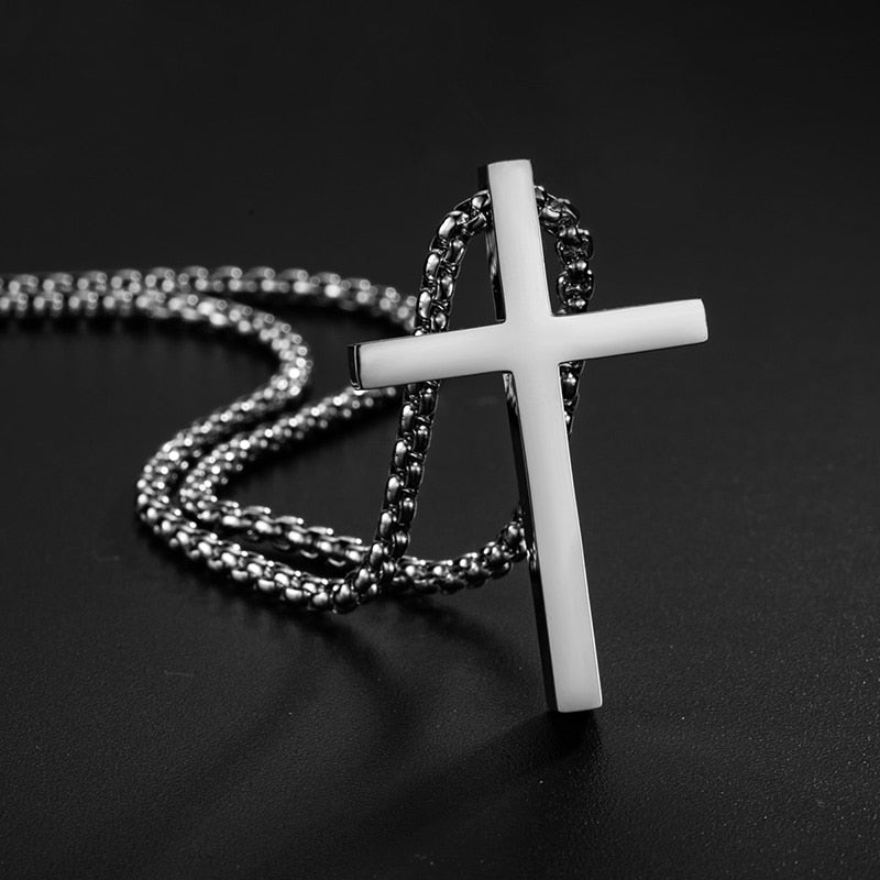 Colar Crucifixo Minimalista Aço Inoxidável