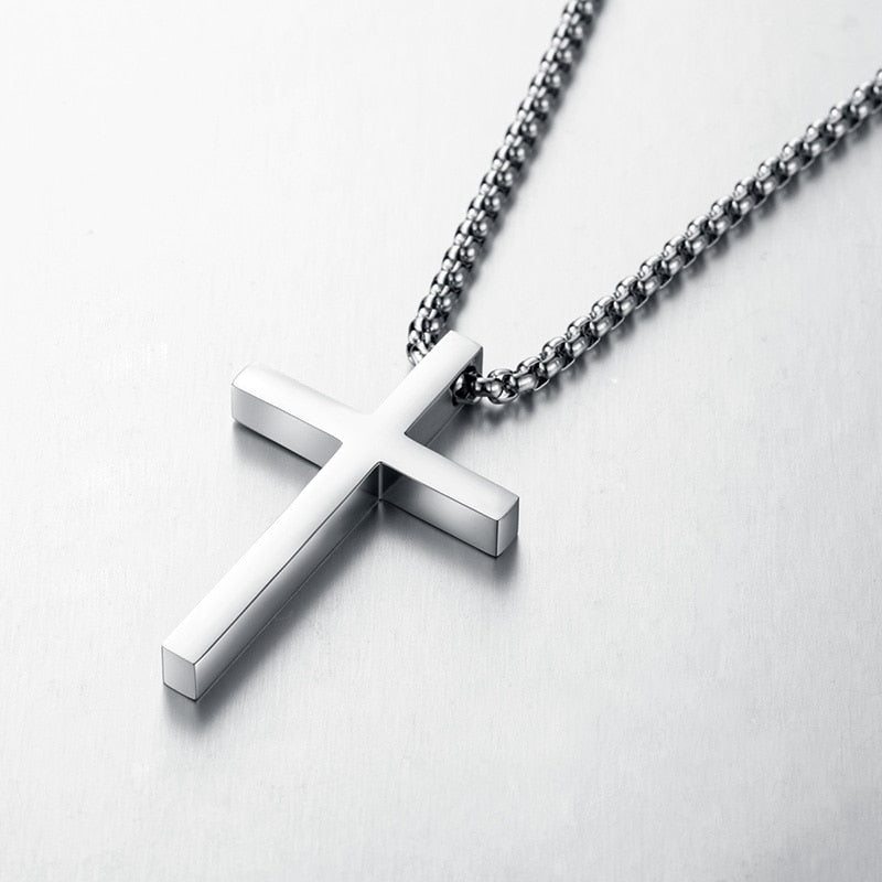 Colar Crucifixo Minimalista Aço Inoxidável