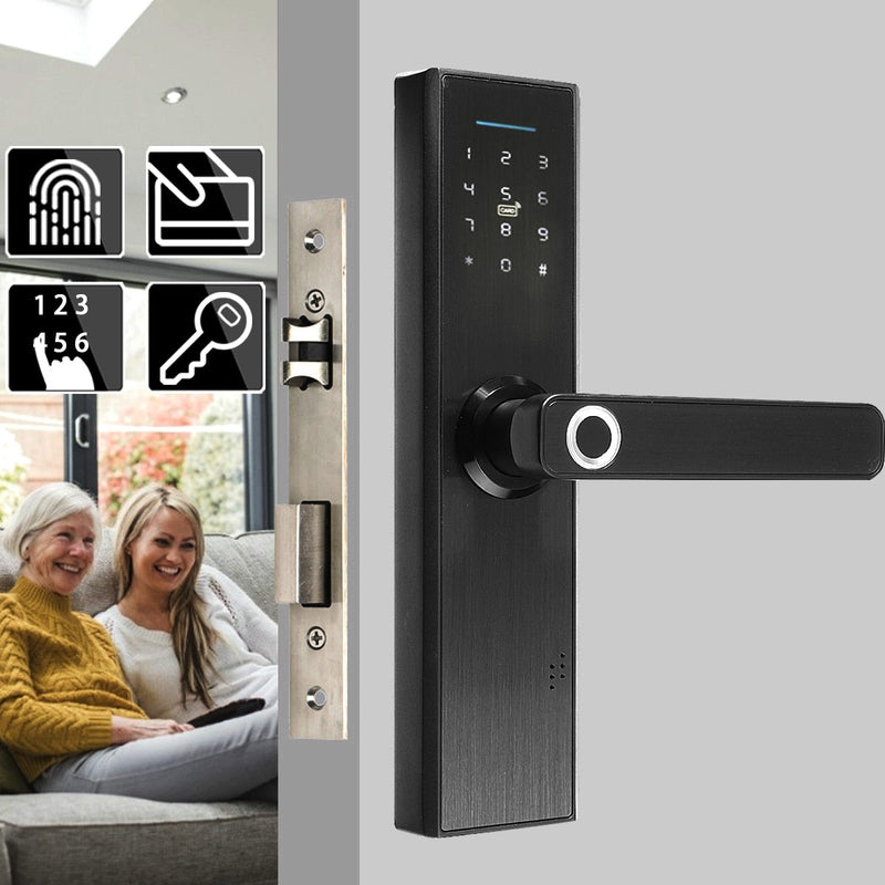 Digital inteligente Fechadura Da Porta de Segurança Fechadura Eletrônica Inteligente Fingerprint/Código Digital/Smart Card/Cartão de Chave de Casa Inteligente Bloqueio
