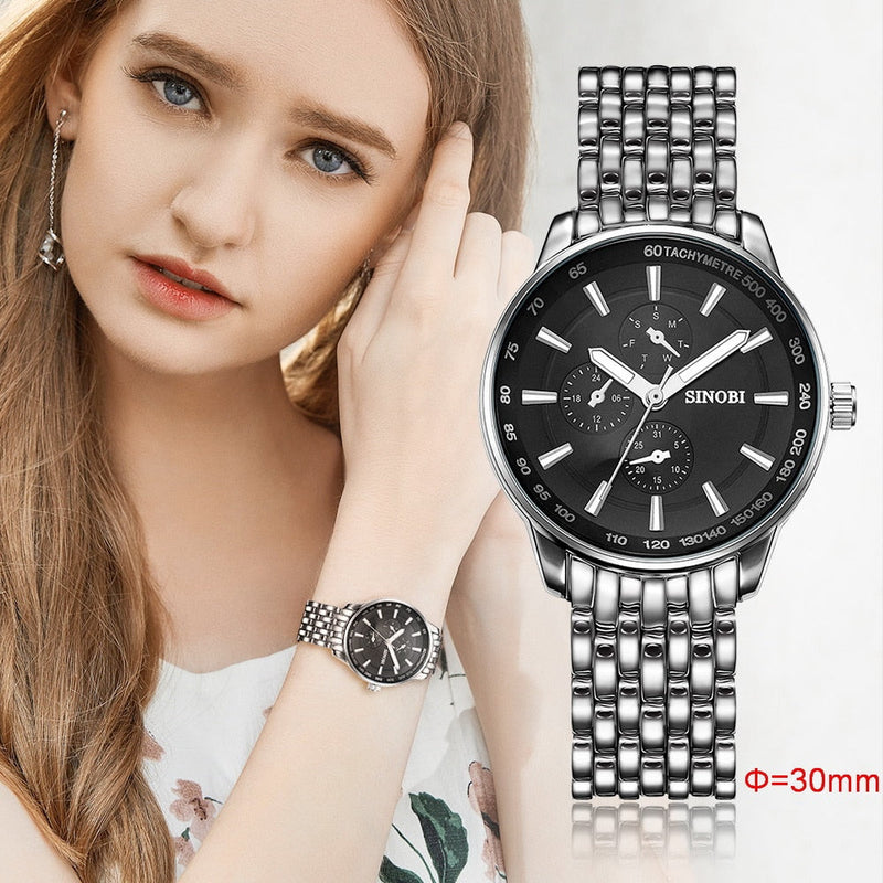 Mais novo sinobi senhoras relógios de luxo da marca superior pulseira de metal relógio de pulso feminino presentes relógio de quartzo promoção relogio masculino