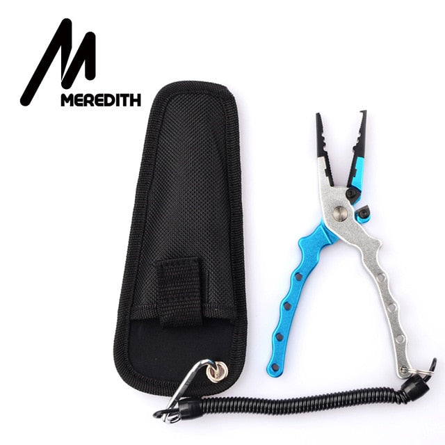 Meredith liga de alumínio alicate de pesca anel divisão cortador titular pesca enfrentar com bainha & retrátil tether combo gancho removedor