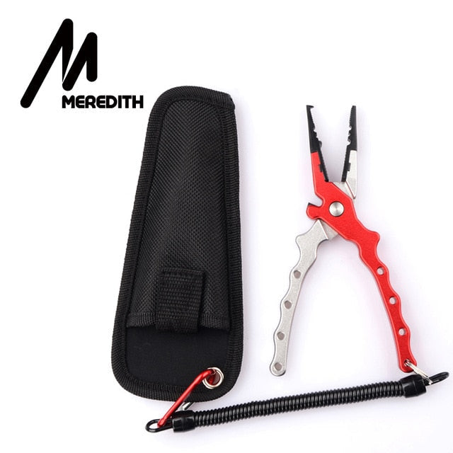 Meredith liga de alumínio alicate de pesca anel divisão cortador titular pesca enfrentar com bainha & retrátil tether combo gancho removedor