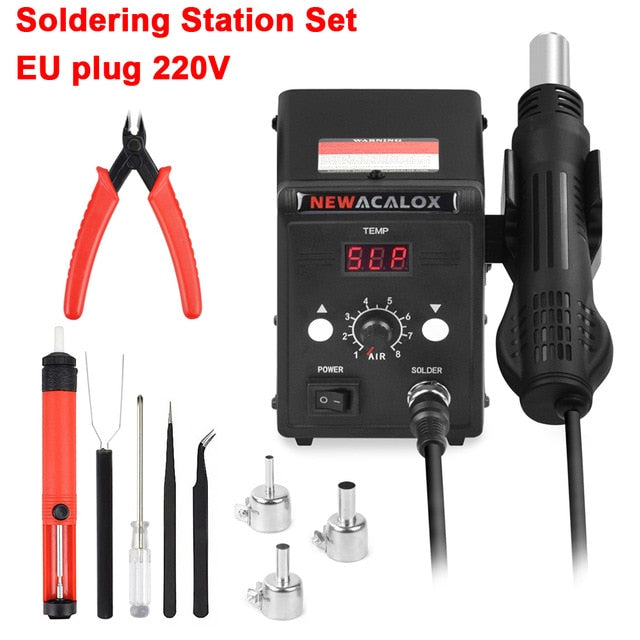 Newacalox 858d 700 w ue/eua pistola de ar quente smd bga retrabalho estação de solda secador de cabelo industrial pistola calor desoldering ferramenta de solda