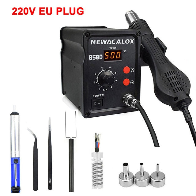 Newacalox 858d 700 w ue/eua pistola de ar quente smd bga retrabalho estação de solda secador de cabelo industrial pistola calor desoldering ferramenta de solda
