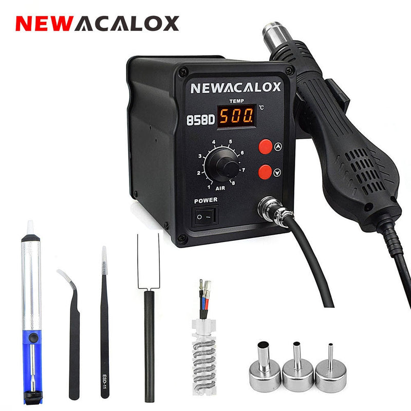 Newacalox 858d 700 w ue/eua pistola de ar quente smd bga retrabalho estação de solda secador de cabelo industrial pistola calor desoldering ferramenta de solda