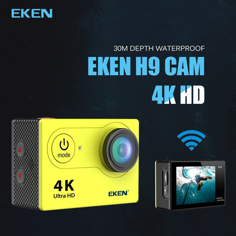 Nova chegada! original eken h9r/h9 ultra hd 4 k câmera de ação 30m à prova dwaterproof água 2.0 screen tela 1080p esporte câmera ir extrema pro cam