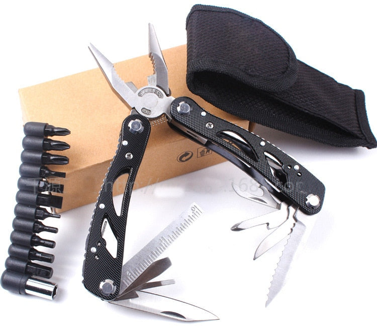 Novo design workpro 15 em 1 premium bolso multitool com bainha faca alicate viu chave de fenda tesoura ferramentas ao ar livre