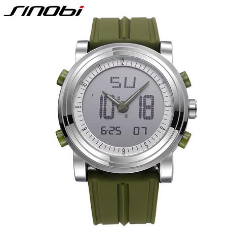 Novo sinobi marca sports chronograph relógios de pulso dos homens digital quartzo duplo movimento à prova dwaterproof água mergulho relógio masculino