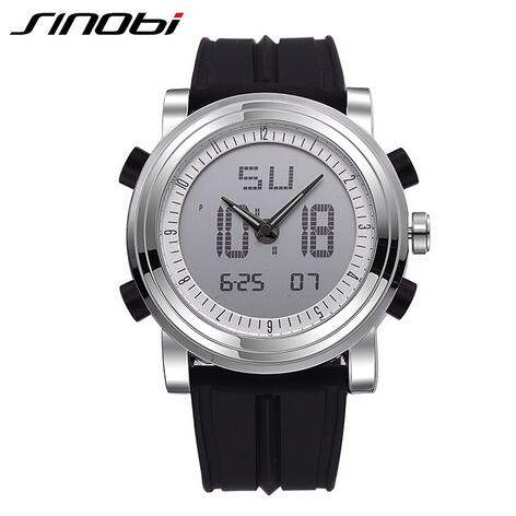 Novo sinobi marca sports chronograph relógios de pulso dos homens digital quartzo duplo movimento à prova dwaterproof água mergulho relógio masculino