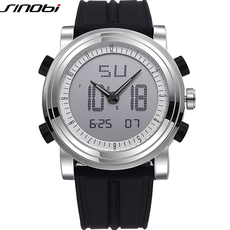 Novo sinobi marca sports chronograph relógios de pulso dos homens digital quartzo duplo movimento à prova dwaterproof água mergulho relógio masculino