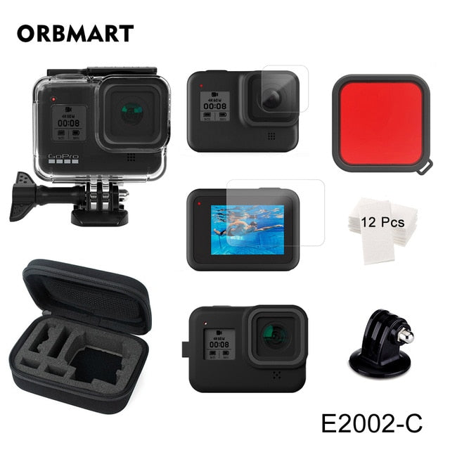 Orbmart 60 m caso habitação à prova dorbágua para gopro hero 8 mergulho preto capa protetora mergulho subaquático para go pro 8 acessórios