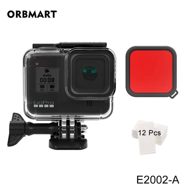Orbmart 60 m caso habitação à prova dorbágua para gopro hero 8 mergulho preto capa protetora mergulho subaquático para go pro 8 acessórios