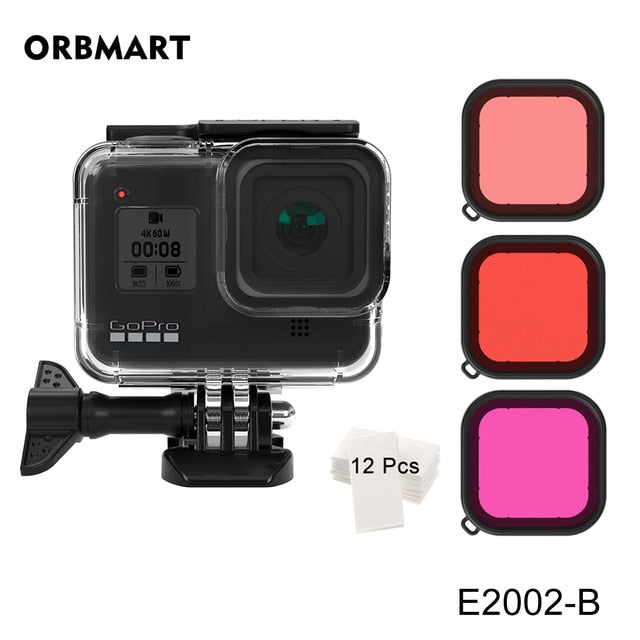 Orbmart 60 m caso habitação à prova dorbágua para gopro hero 8 mergulho preto capa protetora mergulho subaquático para go pro 8 acessórios