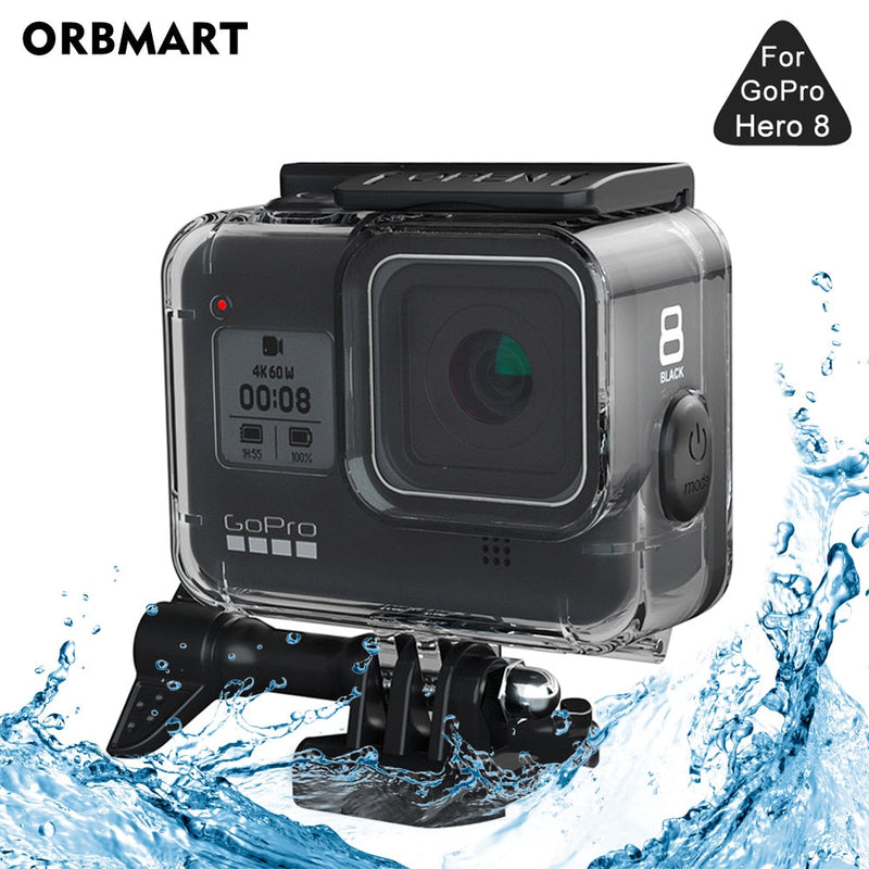 Orbmart 60 m caso habitação à prova dorbágua para gopro hero 8 mergulho preto capa protetora mergulho subaquático para go pro 8 acessórios