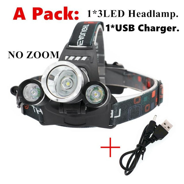 Poderoso led farol 5led t6 cabeça lâmpada de energia lanterna tocha cabeça luz 18650 bateria para acampamento, pesca