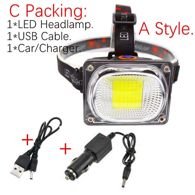 Portátil mini cob led farol de carregamento usb ao ar livre acampamento pesca faróis trabalho manutenção searchlight lanterna