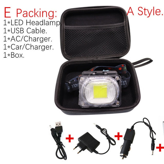 Portátil mini cob led farol de carregamento usb ao ar livre acampamento pesca faróis trabalho manutenção searchlight lanterna