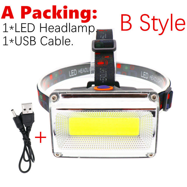 Portátil mini cob led farol de carregamento usb ao ar livre acampamento pesca faróis trabalho manutenção searchlight lanterna