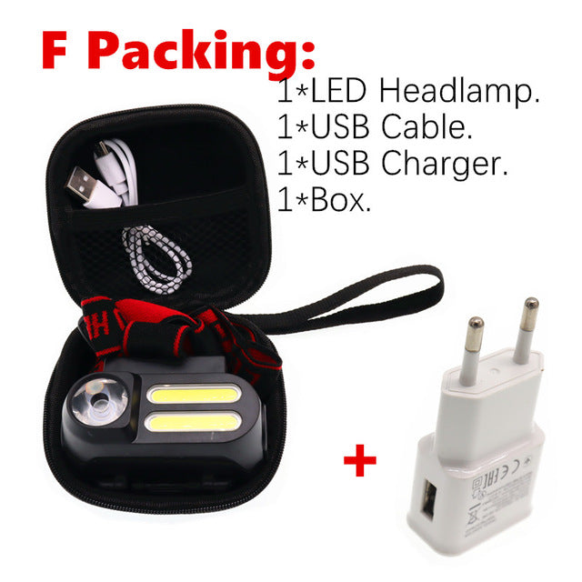 Portátil mini xpe + 2 * cob led farol luz de trabalho à prova dwaterproof água uso 18650 bateria para iluminação noturna lanterna