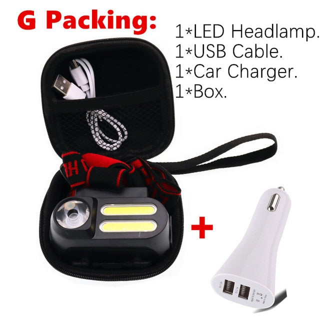 Portátil mini xpe + 2 * cob led farol luz de trabalho à prova dwaterproof água uso 18650 bateria para iluminação noturna lanterna