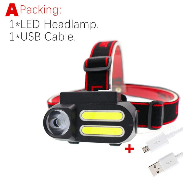 Portátil mini xpe + 2 * cob led farol luz de trabalho à prova dwaterproof água uso 18650 bateria para iluminação noturna lanterna