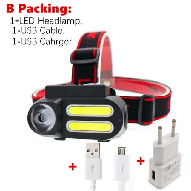 Portátil mini xpe + 2 * cob led farol luz de trabalho à prova dwaterproof água uso 18650 bateria para iluminação noturna lanterna