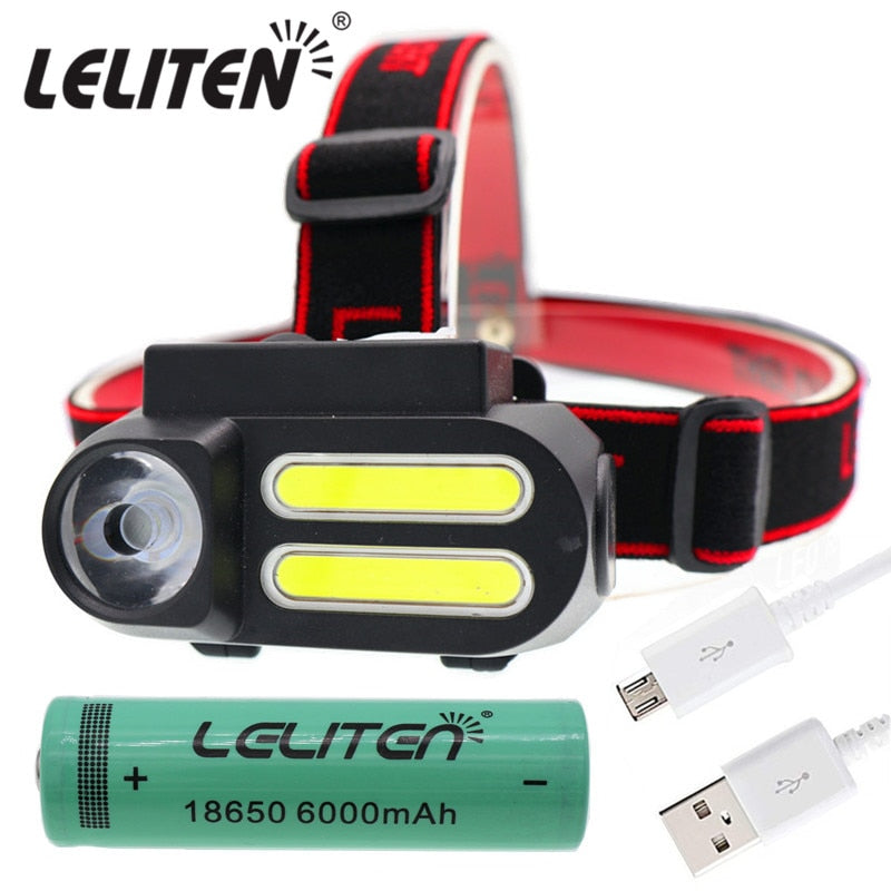 Portátil mini xpe + 2 * cob led farol luz de trabalho à prova dwaterproof água uso 18650 bateria para iluminação noturna lanterna