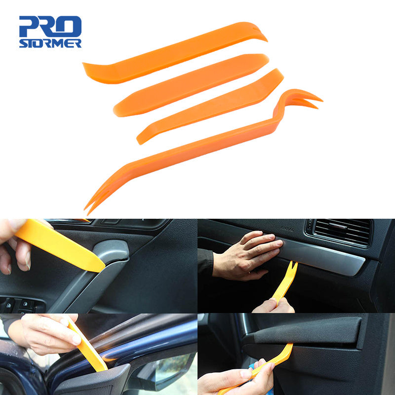 Prostormer 4 pçs portátil auto painel de rádio do carro porta clipe painel guarnição traço remoção áudio instalador pry kit ferramenta reparo ferramentas manuais
