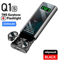Qcr q1 sem fio bluetooth fone de ouvido fones multi-função mp3 player mais hearest ipx7 impermeável 9d tws fone de ouvido 6000 mah power bank