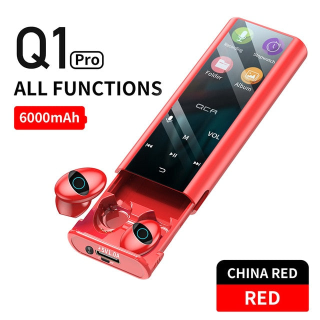 Qcr q1 sem fio bluetooth fone de ouvido fones multi-função mp3 player mais hearest ipx7 impermeável 9d tws fone de ouvido 6000 mah power bank