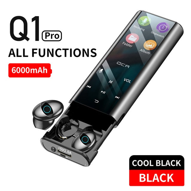 Qcr q1 sem fio bluetooth fone de ouvido fones multi-função mp3 player mais hearest ipx7 impermeável 9d tws fone de ouvido 6000 mah power bank
