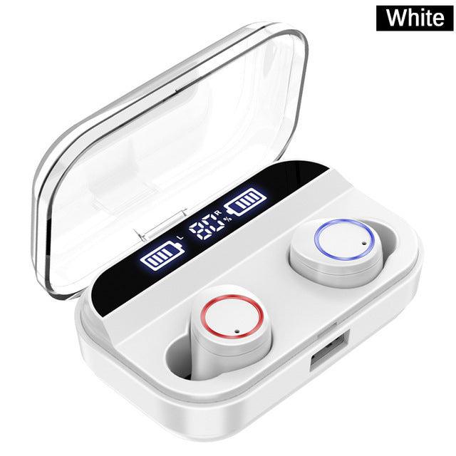 Qcr tws sem fio fone de ouvido bluetooth 5.0 fones de exibição de energia controle toque esporte estéreo sem fio caixa carregamento