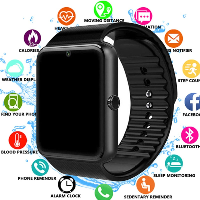 Relógio inteligente gt08 relógio de sincronização notifier apoio sim tf cartão conectividade bluetooth telefone android smartwatch liga