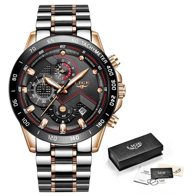 Relogio masculino lige moda quente dos homens relógios marca superior relógio de pulso de luxo relógio de quartzo azul relógio masculino cronógrafo à prova dwaterproof água