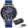 Relogio masculino lige moda quente dos homens relógios marca superior relógio de pulso de luxo relógio de quartzo azul relógio masculino cronógrafo à prova dwaterproof água