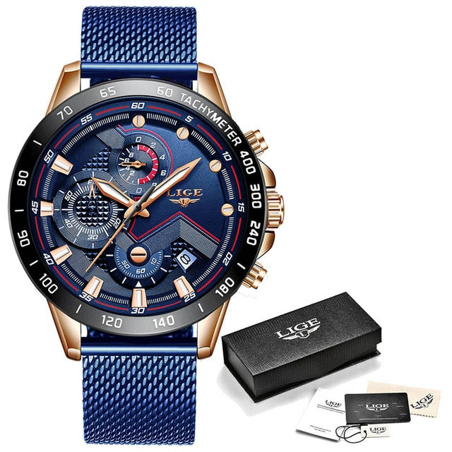 Relogio masculino lige moda quente dos homens relógios marca superior relógio de pulso de luxo relógio de quartzo azul relógio masculino cronógrafo à prova dwaterproof água