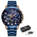 Relogio masculino lige moda quente dos homens relógios marca superior relógio de pulso de luxo relógio de quartzo azul relógio masculino cronógrafo à prova dwaterproof água