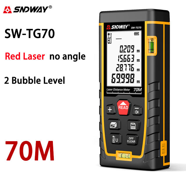 Sndway telêmetro eletrônico do laser da roleta 40m 50m 70m 100m 120m medidor de distância do laser digital trena lazer medida range finder