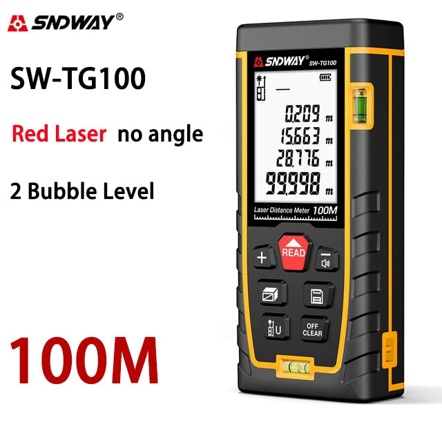 Sndway telêmetro eletrônico do laser da roleta 40m 50m 70m 100m 120m medidor de distância do laser digital trena lazer medida range finder