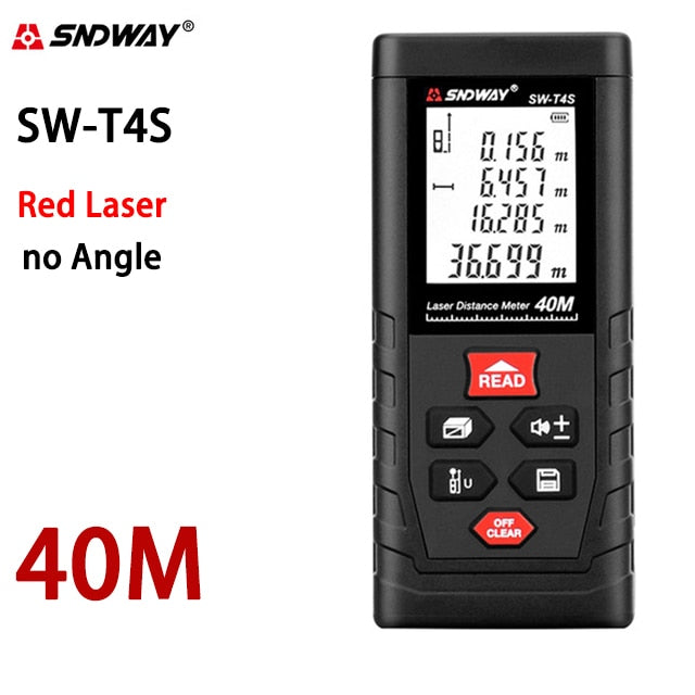 Sndway telêmetro eletrônico do laser da roleta 40m 50m 70m 100m 120m medidor de distância do laser digital trena lazer medida range finder