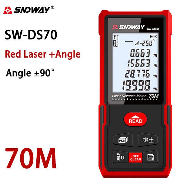 Sndway telêmetro eletrônico do laser da roleta 40m 50m 70m 100m 120m medidor de distância do laser digital trena lazer medida range finder
