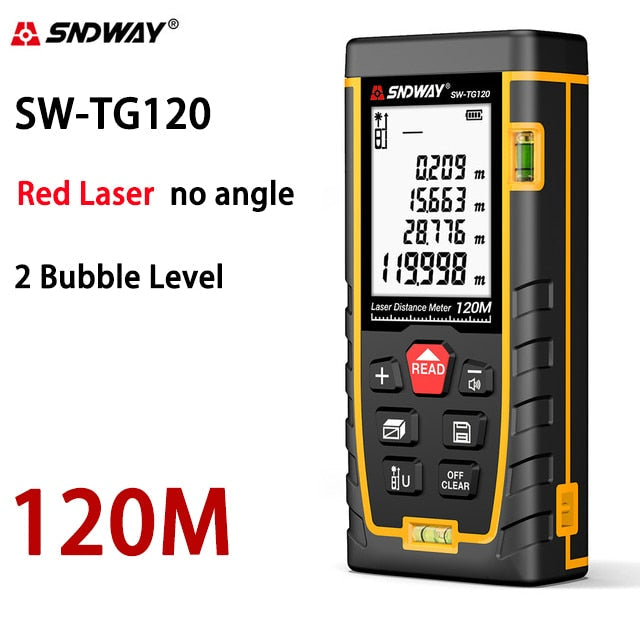 Sndway telêmetro eletrônico do laser da roleta 40m 50m 70m 100m 120m medidor de distância do laser digital trena lazer medida range finder