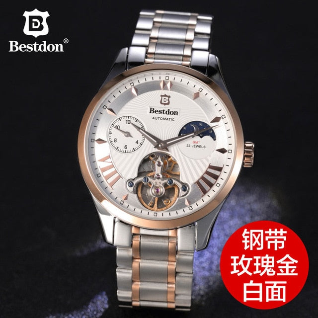 Suíça relógio mecânico automático masculino bestdon marca de luxo tourbillon relógios aço completo à prova dwaterproof água relogio masculino 7113g